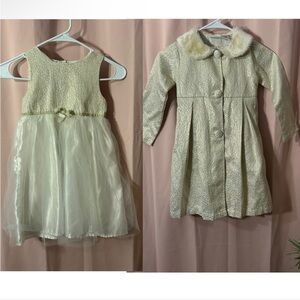Girls gold and sparkly coat and dress